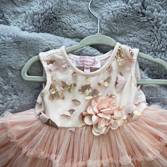 (2 for $15) Popatu Pink Infant Dress with tutu skirt 3M - Picture 2 of 5